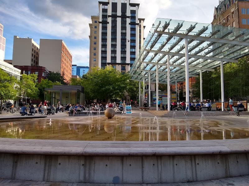 Teachers Fountain at Director Park splash pad